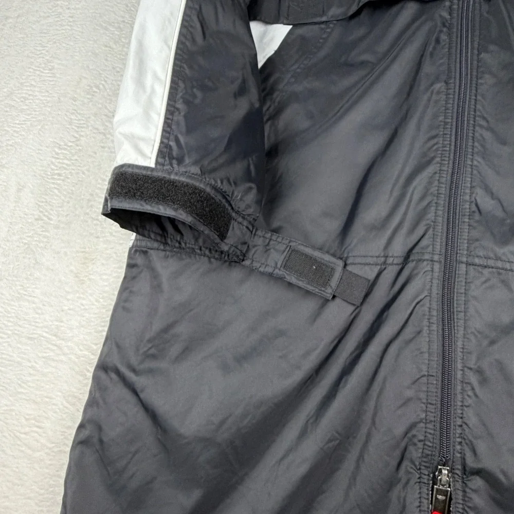 TYR Swim Parka Men Large (L) Black White Fleece Lined Hooded Warm Up Jacket
